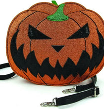 Load image into Gallery viewer, Pumpkin Two Faced Jack O Lantern Crossbody Bag in Vinyl Material
