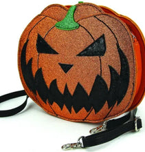 Load image into Gallery viewer, Pumpkin Two Faced Jack O Lantern Crossbody Bag in Vinyl Material
