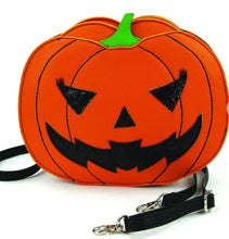 Load image into Gallery viewer, Pumpkin Two Faced Jack O Lantern Crossbody Bag in Vinyl Material
