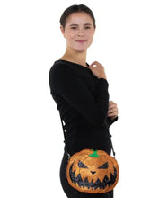 Load image into Gallery viewer, Pumpkin Two Faced Jack O Lantern Crossbody Bag in Vinyl Material
